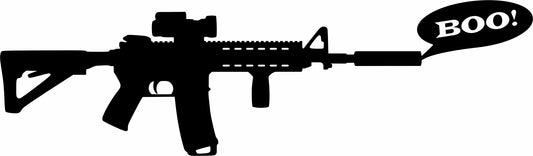 VINYL DECAL - AR-15 Rifle Ghost Gun says "BOO!
