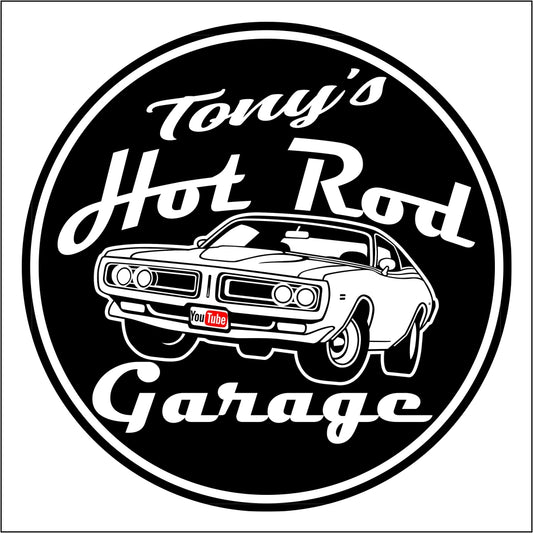 Tony's Hot Rod Garage 3 inch Round Decal